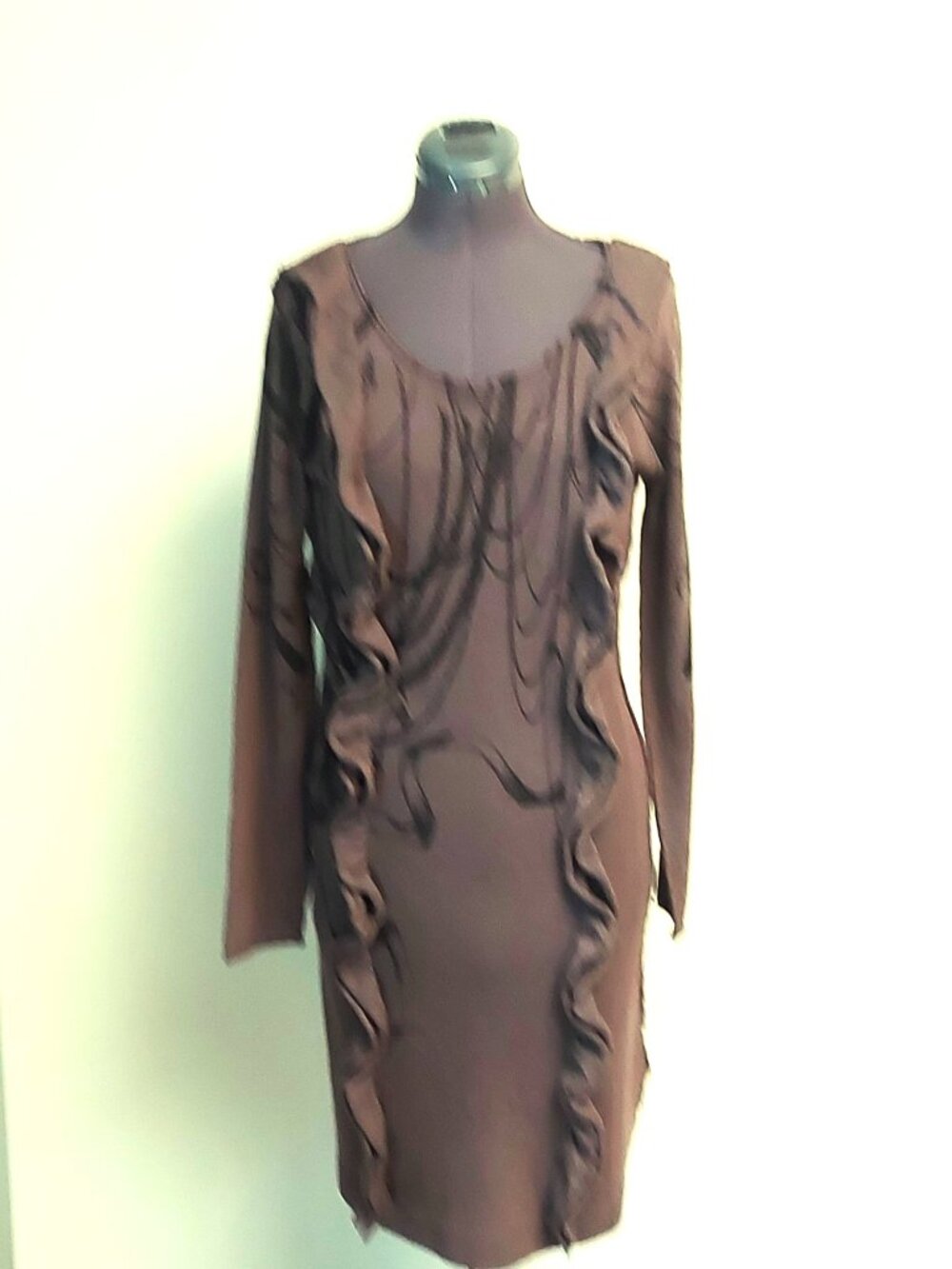 Poools Long Sleeve Wool/Sllk Blend Midi Dress Designed in Holland - Size S/M